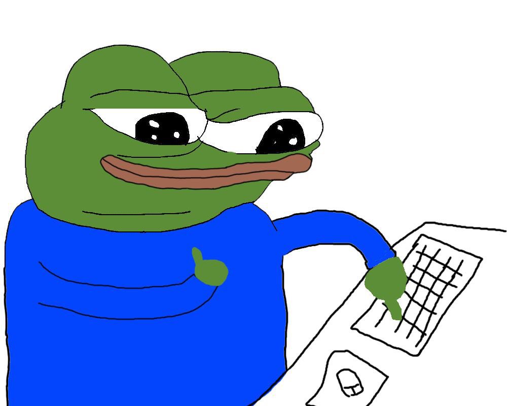 Frog giving thumbs up while hittins a key on a computer keyboard